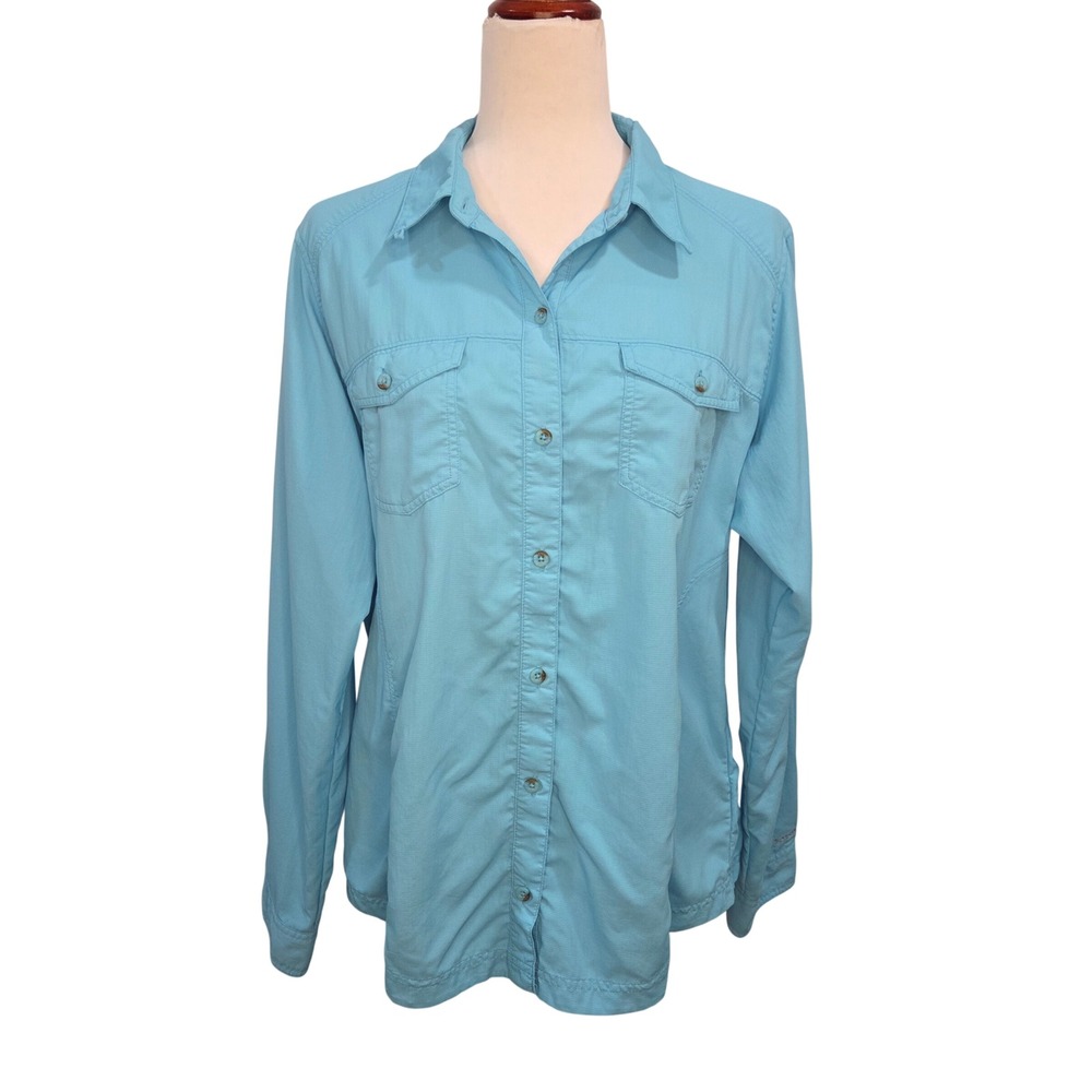 Columbia Womens Blue Shirt XL Insect Blocker Hiking Camping Outdoor Mesh Vent